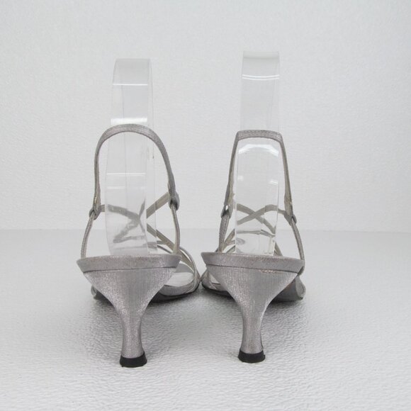 Stuart Weitzman Strappy Sandals Heels Silver size 7 - Picture 9 of 10